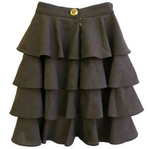 Zaiko Muraoka Skirt Tiered Ruffle Lined Wool